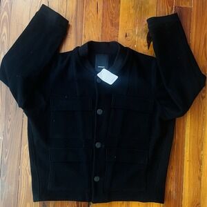 Assembly New York Black Wool Utility Jacket Men's L‎ 4 Frontal Pocket MSRP $484